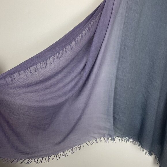 Laritta Purple Blue Ombre Rectangle Shawl Scarf With Fringe - Picture 2 of 4